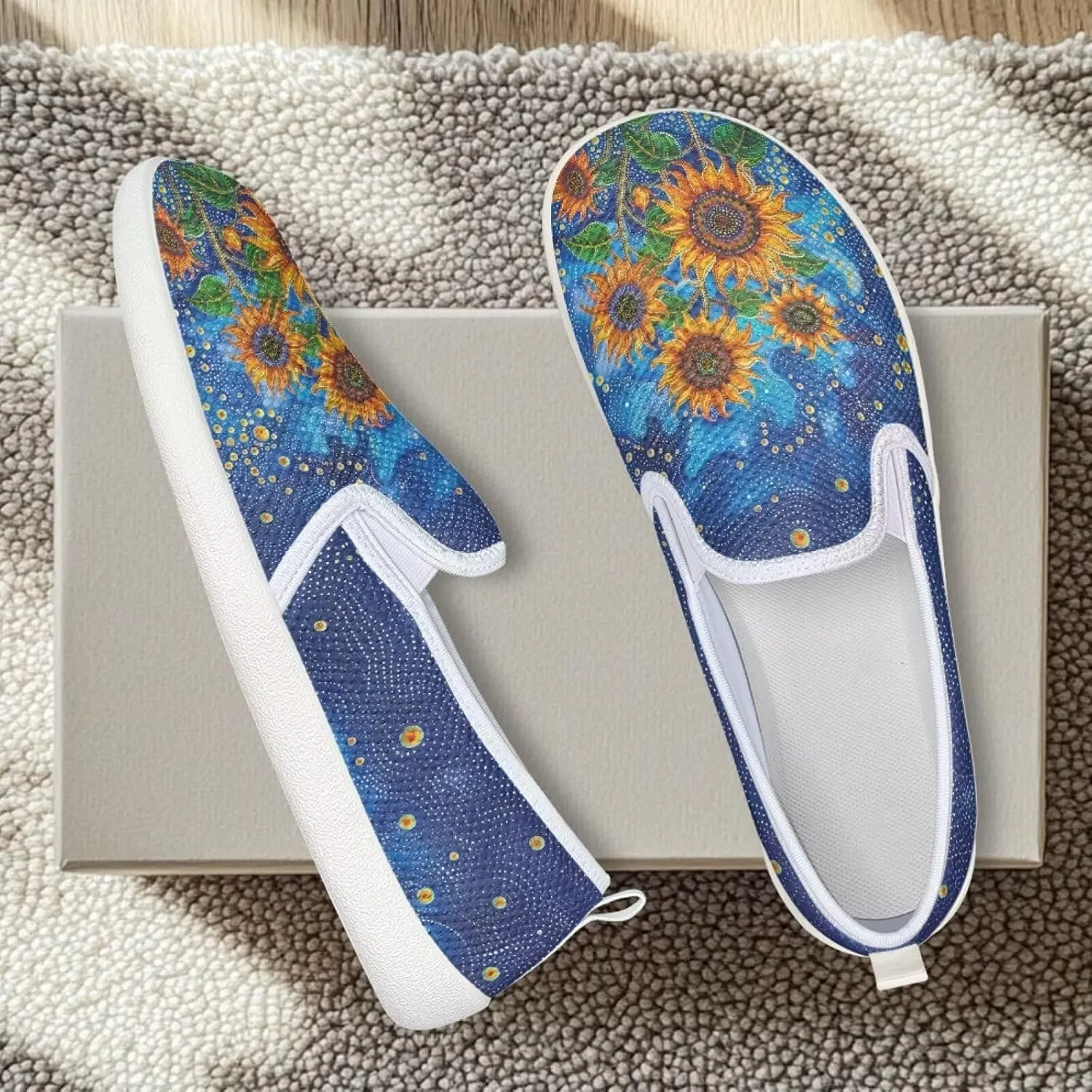 Flower Pattern Flat Mesh Shoes | Slip-Resistant Work Shoes & Tennis Shoes | Comfortable & Stylish Shoes for Women