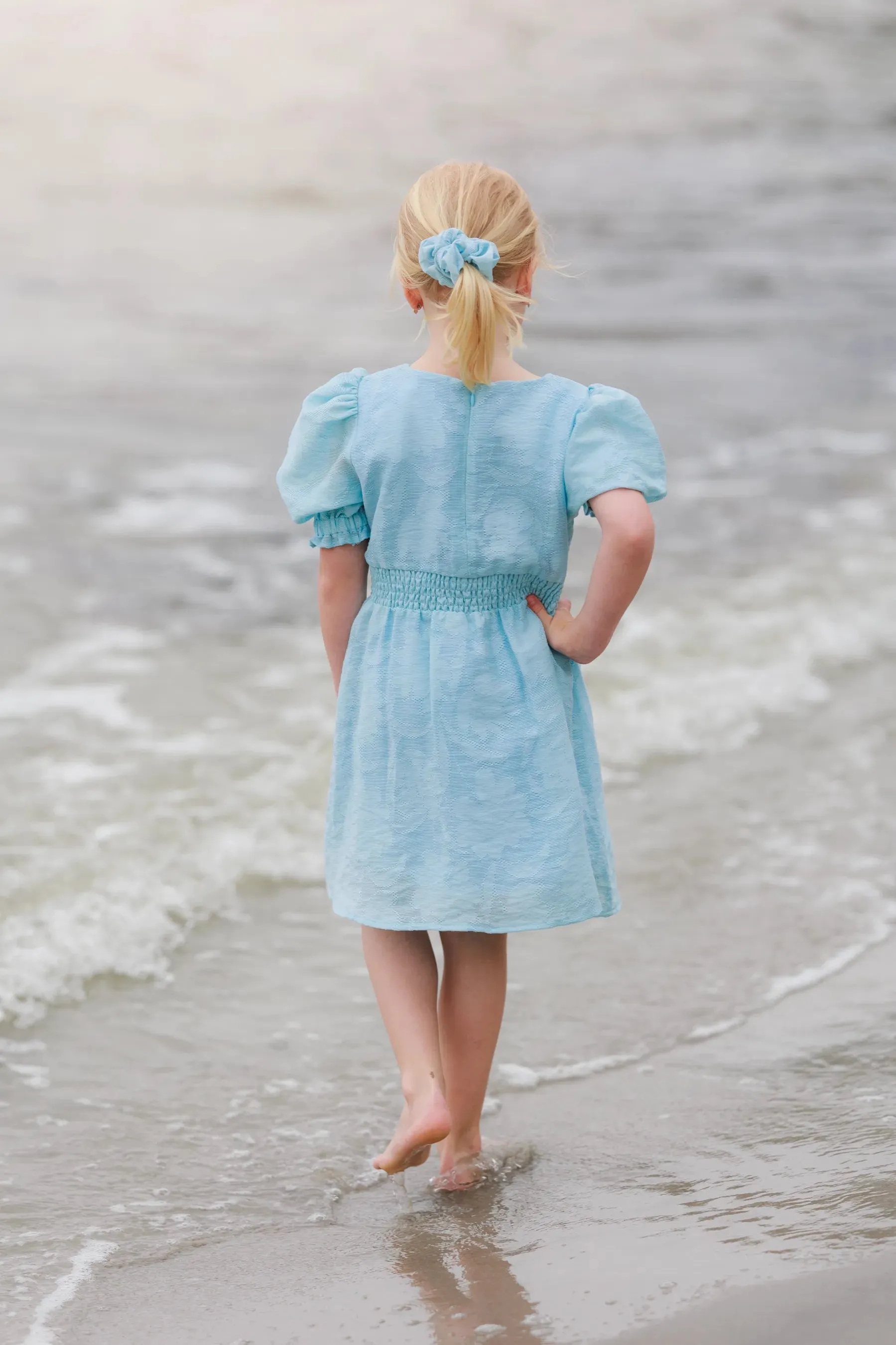 Flower Scrunchie 2pk - Airy Blue