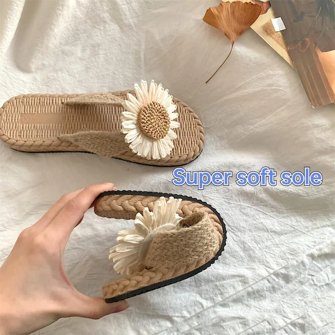Flower Slippers for Women Soft House Slippers with Slip-on Indoor Outdoor Slippers Creative Gifts wearing beach for lovely gifts