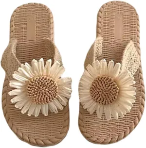 Flower Slippers for Women Soft House Slippers with Slip-on Indoor Outdoor Slippers Creative Gifts wearing beach for lovely gifts