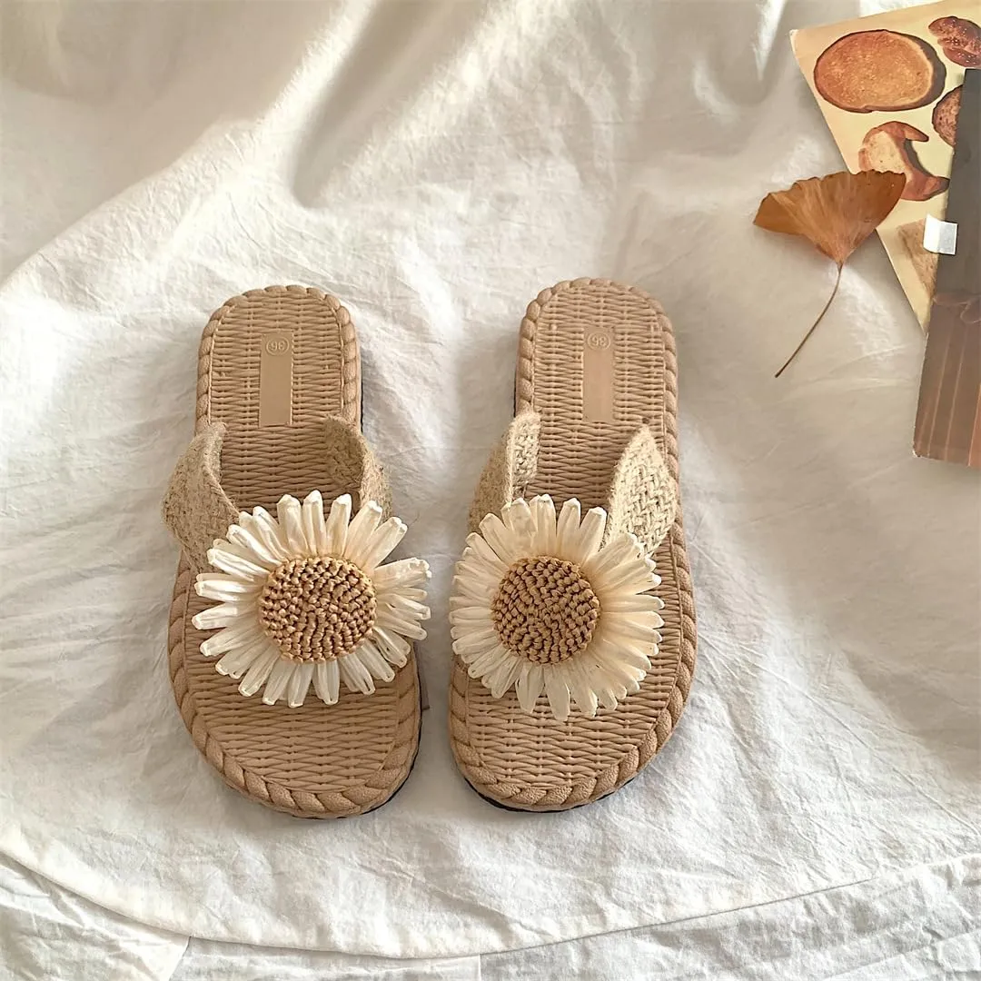 Flower Slippers for Women Soft House Slippers with Slip-on Indoor Outdoor Slippers Creative Gifts wearing beach for lovely gifts