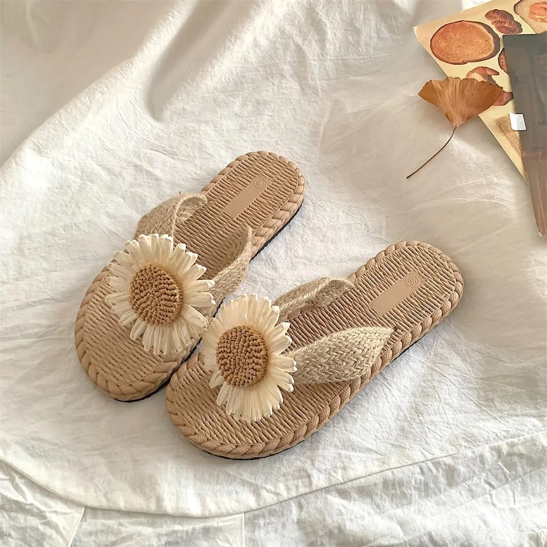 Flower Slippers for Women Soft House Slippers with Slip-on Indoor Outdoor Slippers Creative Gifts wearing beach for lovely gifts