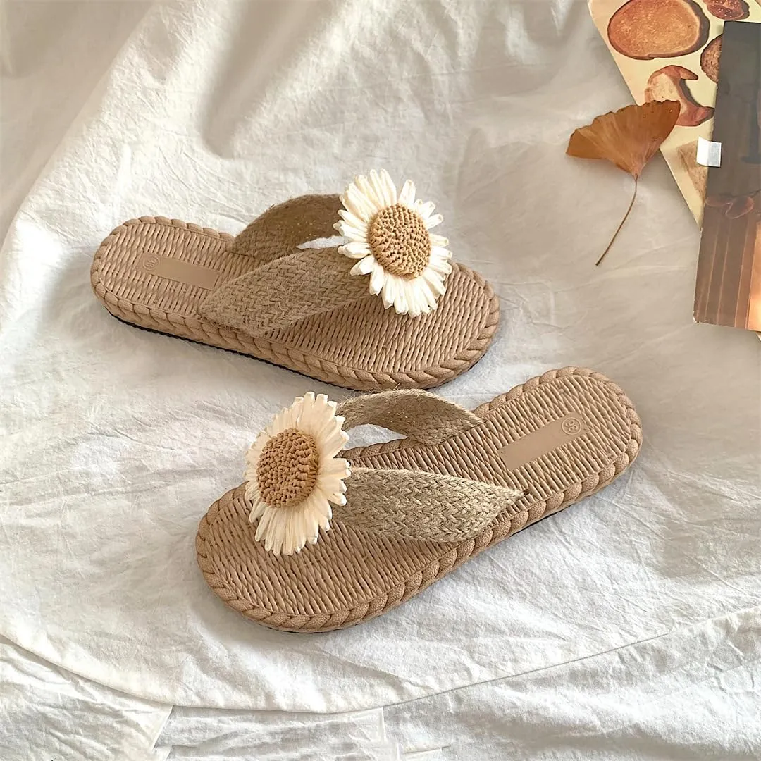 Flower Slippers for Women Soft House Slippers with Slip-on Indoor Outdoor Slippers Creative Gifts wearing beach for lovely gifts
