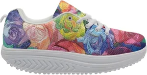 FOR U DESIGNS Fitness Platform Shoes Women Walking Sneaker Casual Wedges Shoes Outdoor for Teenager