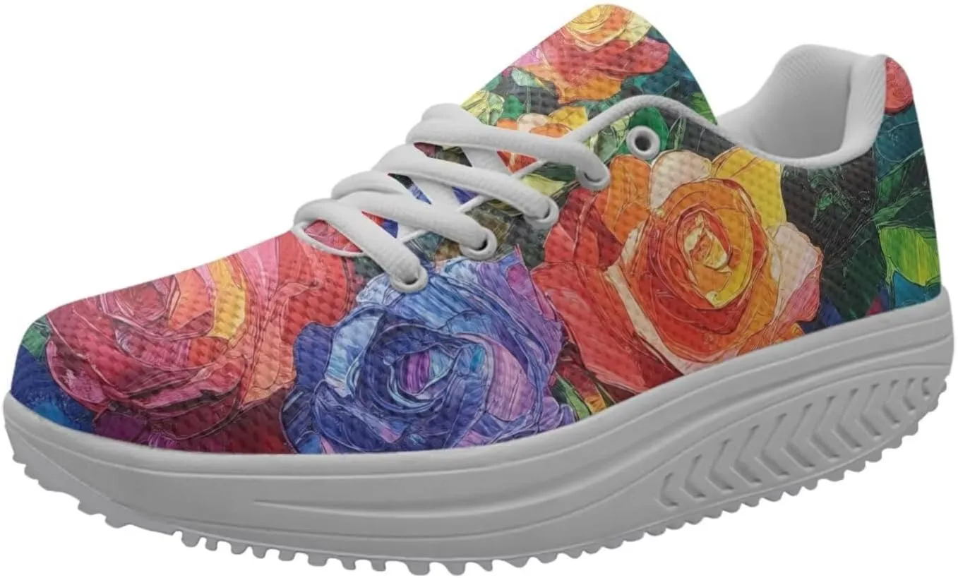 FOR U DESIGNS Fitness Platform Shoes Women Walking Sneaker Casual Wedges Shoes Outdoor for Teenager