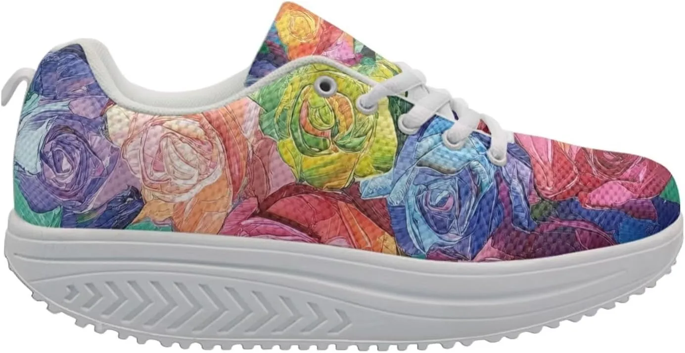 FOR U DESIGNS Fitness Platform Shoes Women Walking Sneaker Casual Wedges Shoes Outdoor for Teenager