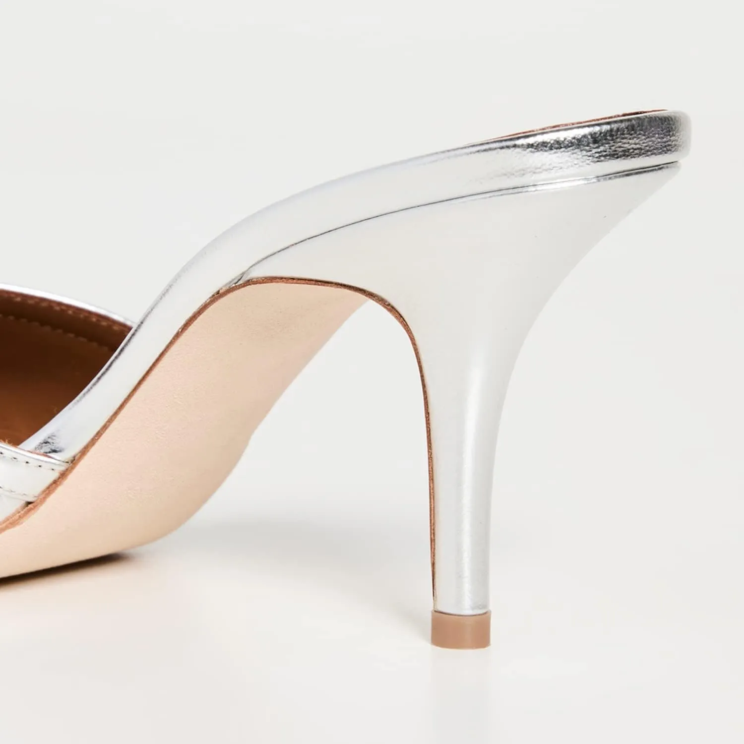 FOWT Fashion Metallic Croc-Embossed Mules Classic Square Toe Two Tone Cross Narrow Band Kitten Heeled Sandals Adorable Silver Pumps for Women Casual Leisure Shoes, US Size 4-16 M