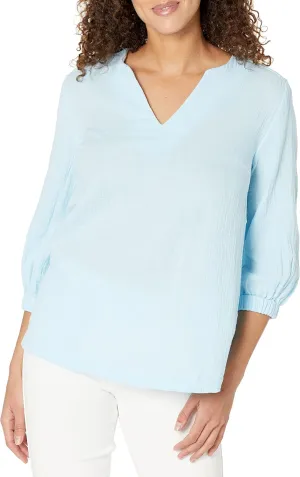 Foxcroft Women's Evie 3/4 Sleeve Gauze Blouse