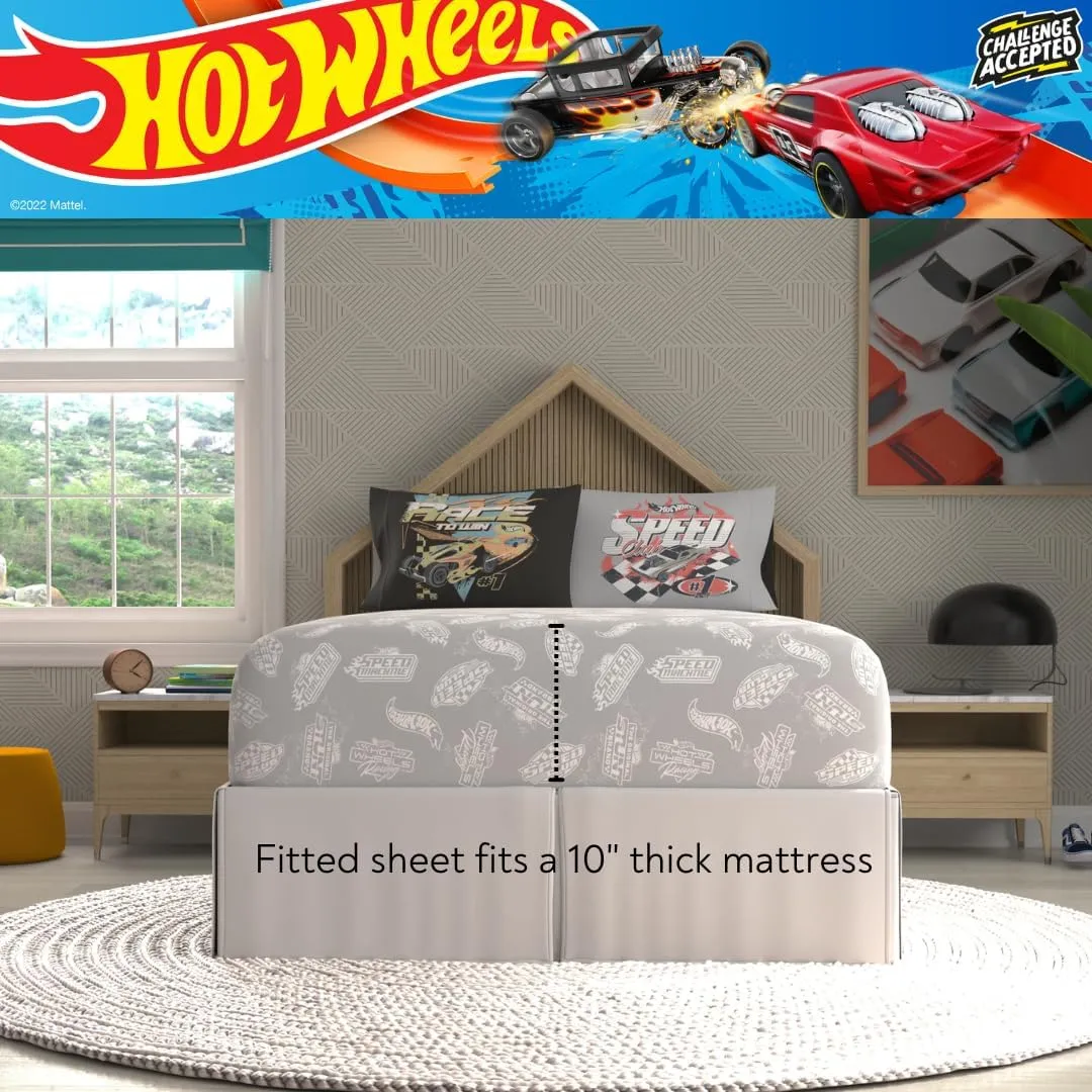 Franco Hot Wheels Kids Bedding Super Soft Comforter and Sheet Set with Sham, 7 Piece Full Size, (Officially Licensed Product)