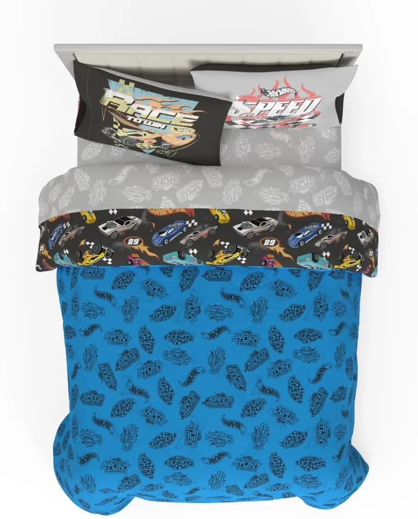 Franco Hot Wheels Kids Bedding Super Soft Comforter and Sheet Set with Sham, 7 Piece Full Size, (Officially Licensed Product)