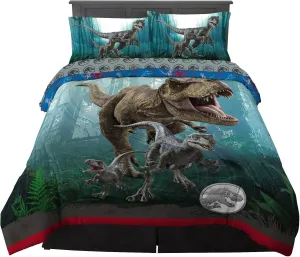 Franco Kids Bedding Super Soft Comforter and Sheet Set, 5 Piece Full Size, Jurassic World Dominion