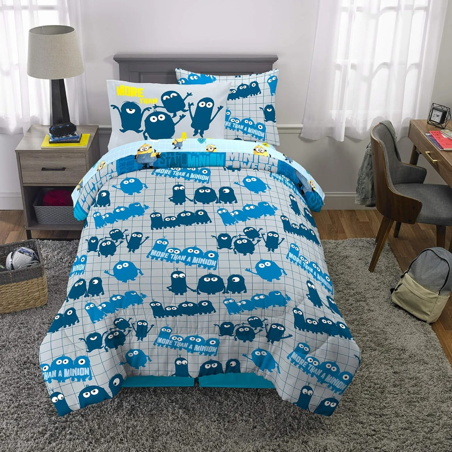 Franco Kids Bedding Super Soft Comforter and Sheet Set with Sham, 5 Piece Twin Size, Minions The Rise Of Gru