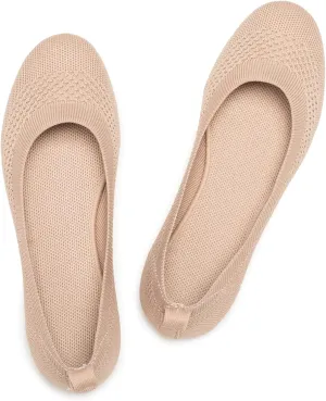 Frank Mully Women’s Ballet Flat Shoes Knit Dress Shoes Round Toe Slip On Ballerina Walking Flats Shoes for Woman Low Wedge Comfort Soft