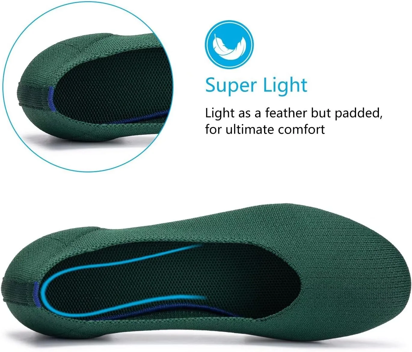 Frank Mully Women’s Ballet Flat Shoes Knit Dress Shoes Round Toe Slip On Ballerina Walking Flats Shoes for Woman Low Wedge Comfort Soft