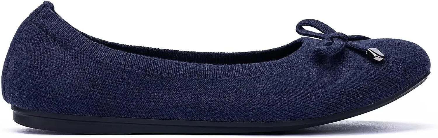 Frank Mully Women’s Ballet Flat Shoes Knit Dress Shoes Round Toe Slip On Ballerina Walking Flats Shoes for Woman Low Wedge Comfort Soft