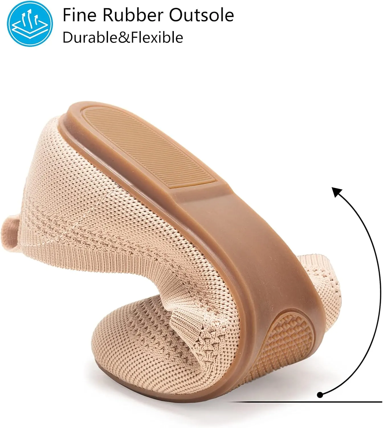 Frank Mully Women’s Ballet Flat Shoes Knit Dress Shoes Round Toe Slip On Ballerina Walking Flats Shoes for Woman Low Wedge Comfort Soft