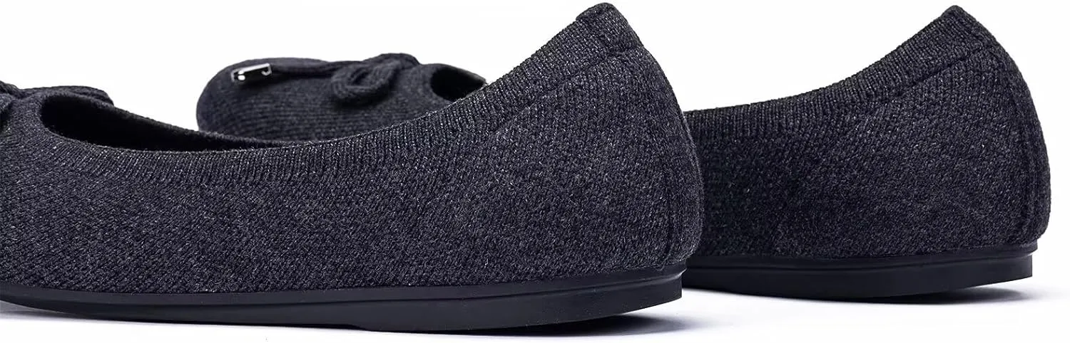 Frank Mully Women’s Ballet Flat Shoes Knit Dress Shoes Round Toe Slip On Ballerina Walking Flats Shoes for Woman Low Wedge Comfort Soft