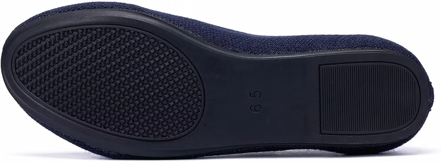 Frank Mully Women’s Ballet Flat Shoes Knit Dress Shoes Round Toe Slip On Ballerina Walking Flats Shoes for Woman Low Wedge Comfort Soft