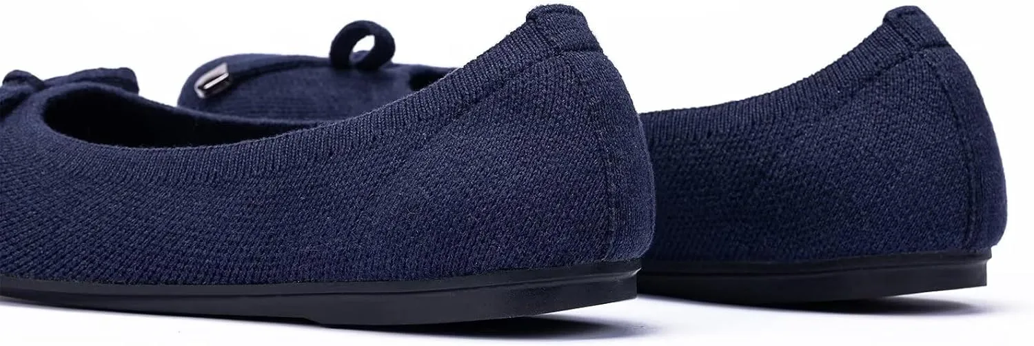 Frank Mully Women’s Ballet Flat Shoes Knit Dress Shoes Round Toe Slip On Ballerina Walking Flats Shoes for Woman Low Wedge Comfort Soft