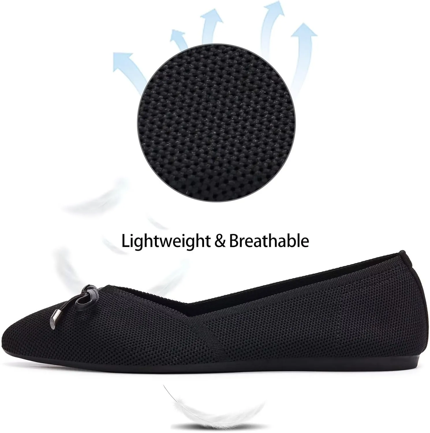 Frank Mully Womens Flat Shoes Classic Pointed Toe Flats Knitted Dress Shoes Soft Flats for Woman Comfortable Dressy