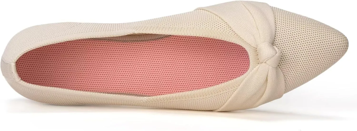 Frank Mully Womens Flat Shoes Classic Pointed Toe Flats Knitted Dress Shoes Soft Flats for Woman Comfortable Dressy