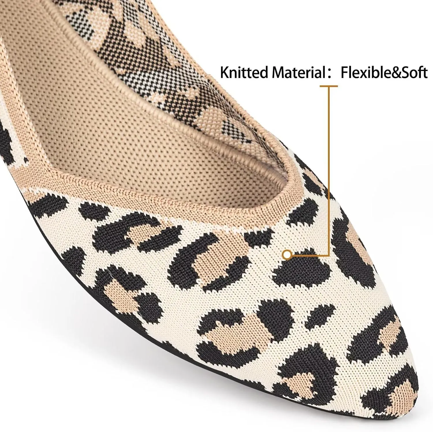 Frank Mully Womens Flat Shoes Classic Pointed Toe Flats Knitted Dress Shoes Soft Flats for Woman Comfortable Dressy