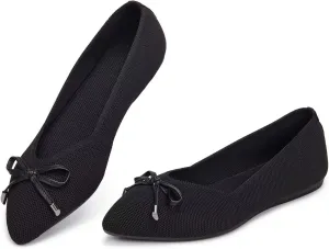 Frank Mully Womens Flat Shoes Classic Pointed Toe Flats Knitted Dress Shoes Soft Flats for Woman Comfortable Dressy