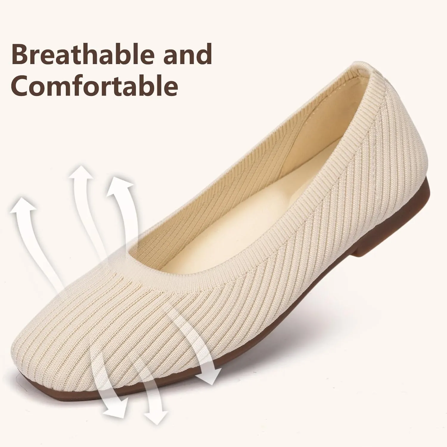 Frank Mully Women's Flats Square Toe Flats Comfortable Slip on Washable Ballet Flats Shoes for Women Dressy Work