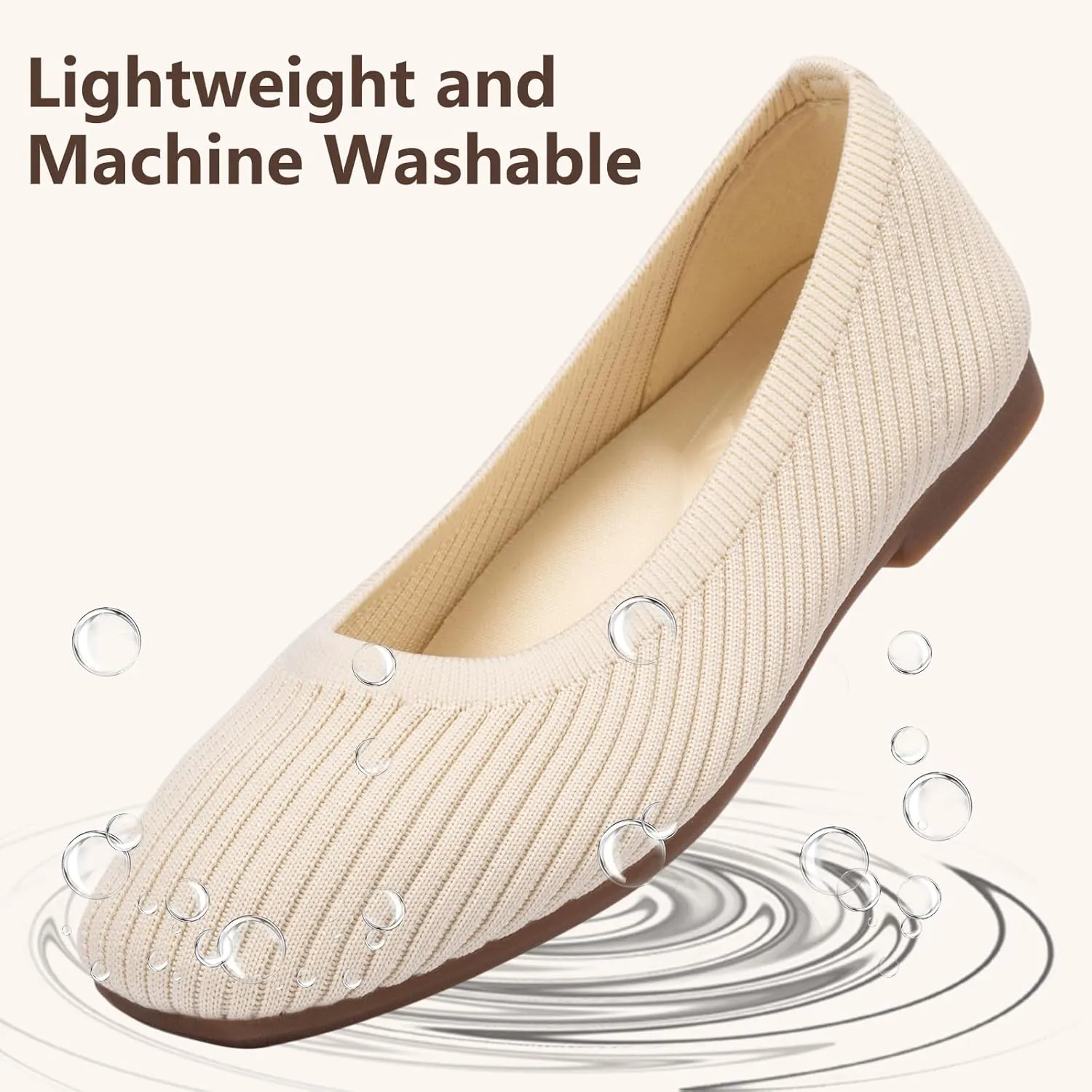 Frank Mully Women's Flats Square Toe Flats Comfortable Slip on Washable Ballet Flats Shoes for Women Dressy Work