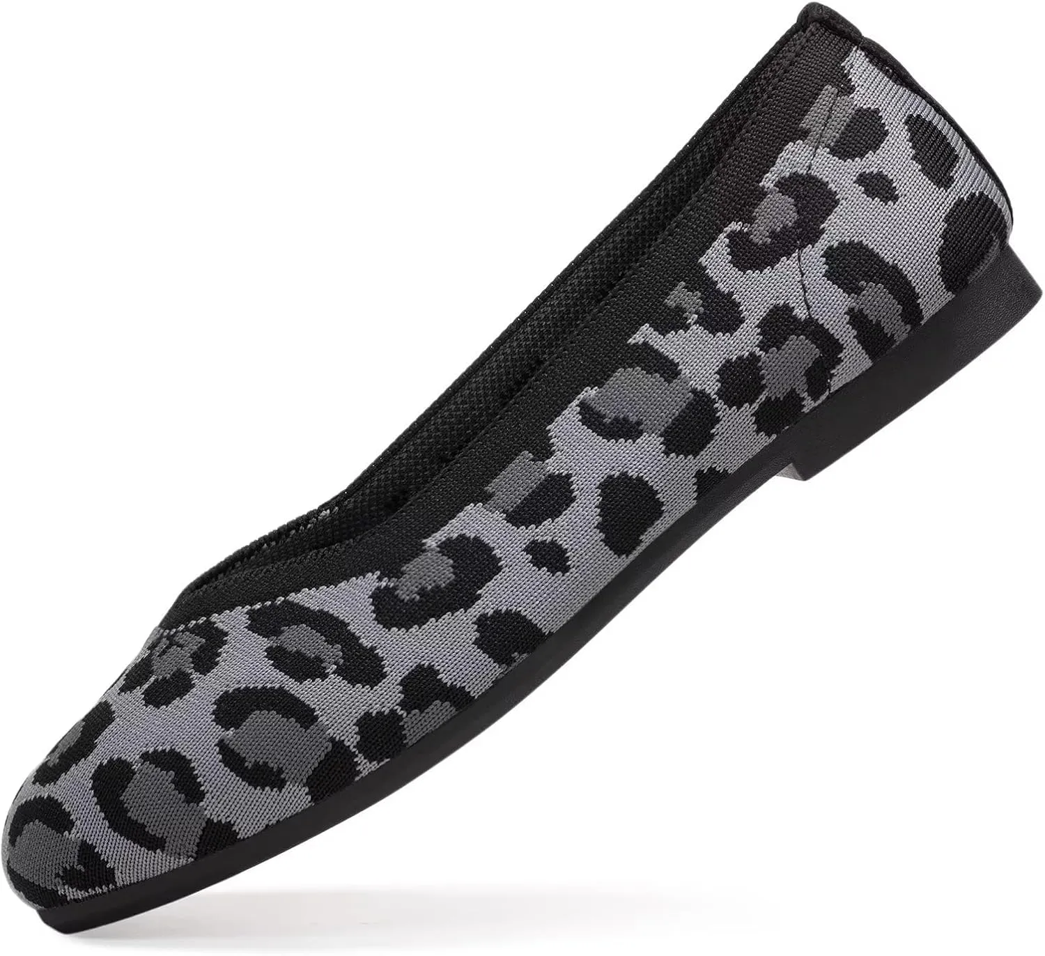 Frank Mully Womens Square Toe Flat Shoes Comfortable Knitted Flats Work Flats for Woman