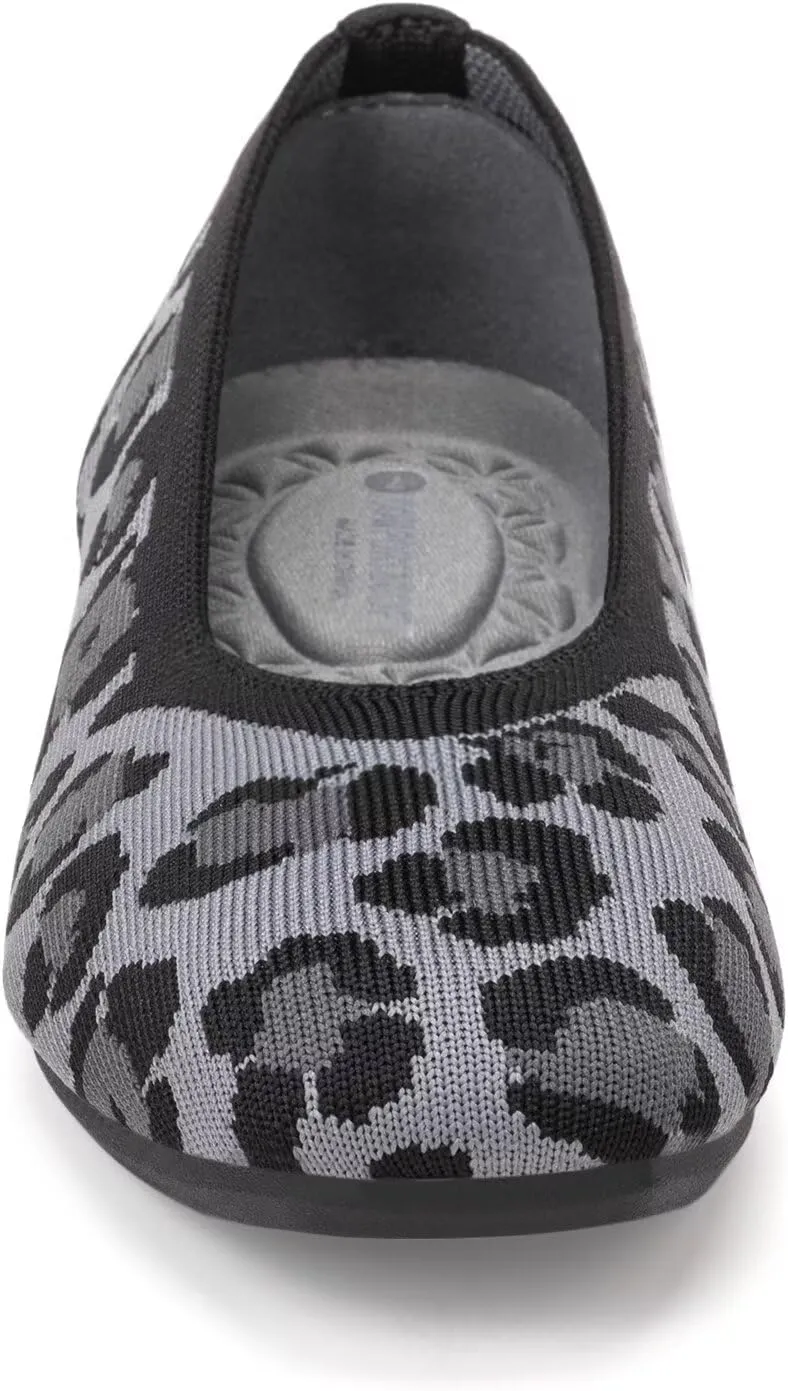 Frank Mully Womens Square Toe Flat Shoes Comfortable Knitted Flats Work Flats for Woman