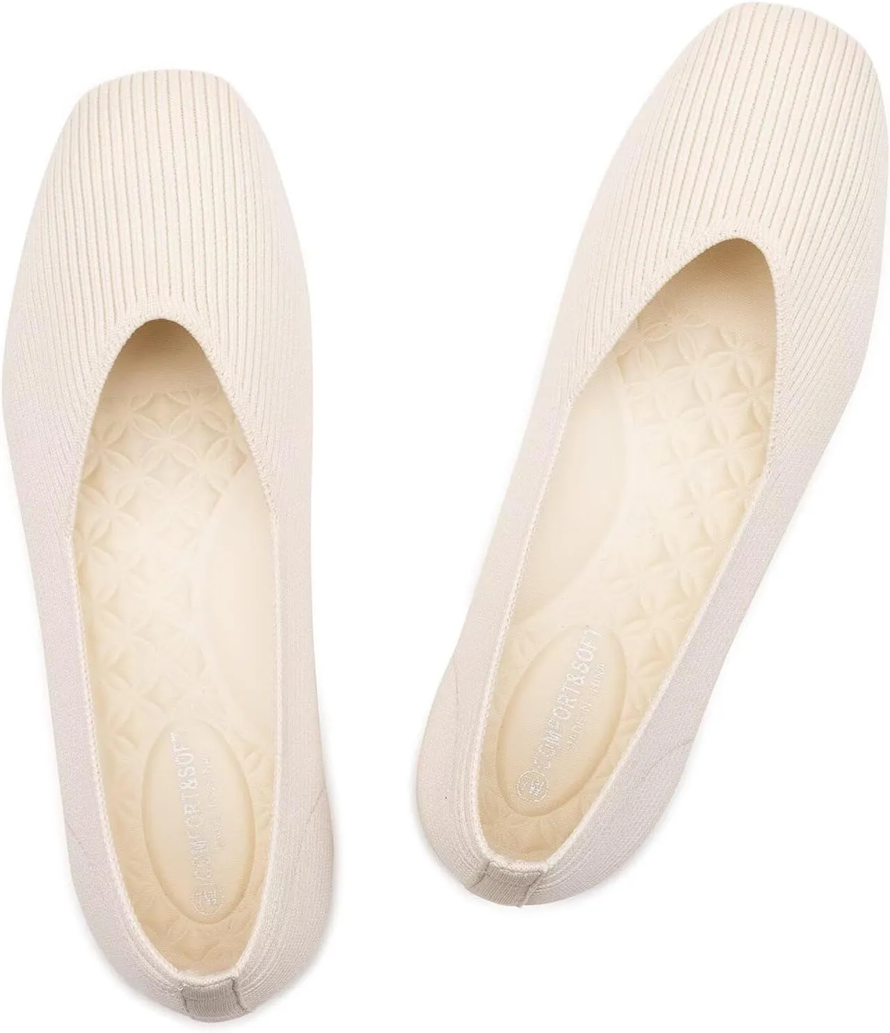 Frank Mully Womens Wide Flat Shoes Square Toe Shoes Knitted Work Flats Comfortable Women Shoes Comfortable Women Shoes