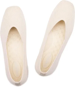 Frank Mully Womens Wide Flat Shoes Square Toe Shoes Knitted Work Flats Comfortable Women Shoes Comfortable Women Shoes