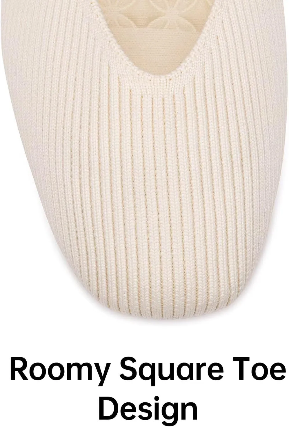 Frank Mully Womens Wide Flat Shoes Square Toe Shoes Knitted Work Flats Comfortable Women Shoes Comfortable Women Shoes
