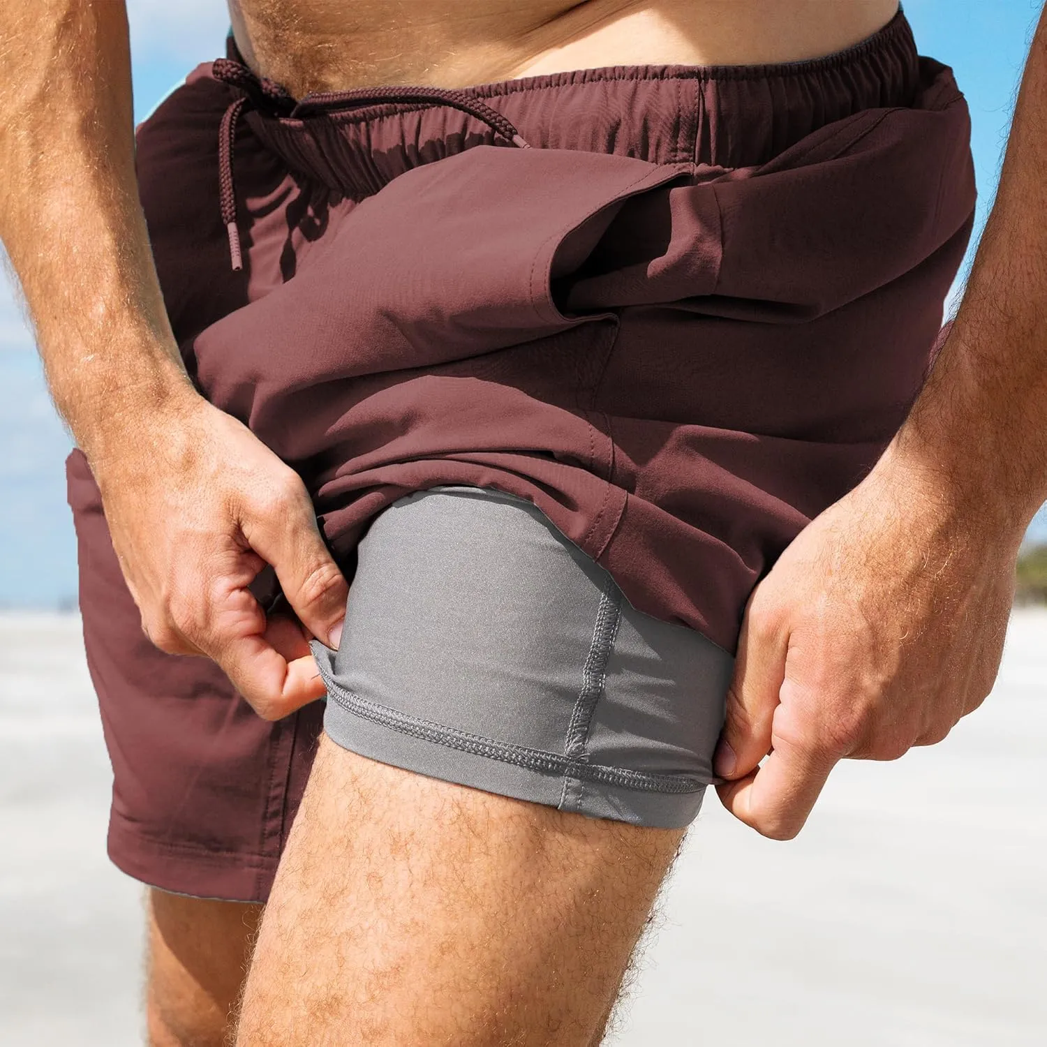 Free Fly Men's Lined Breeze Short 7" Inseam - Quick-Dry Moisture-Wicking Shorts with Boxer Brief Liner Sun Protection UPF 50 