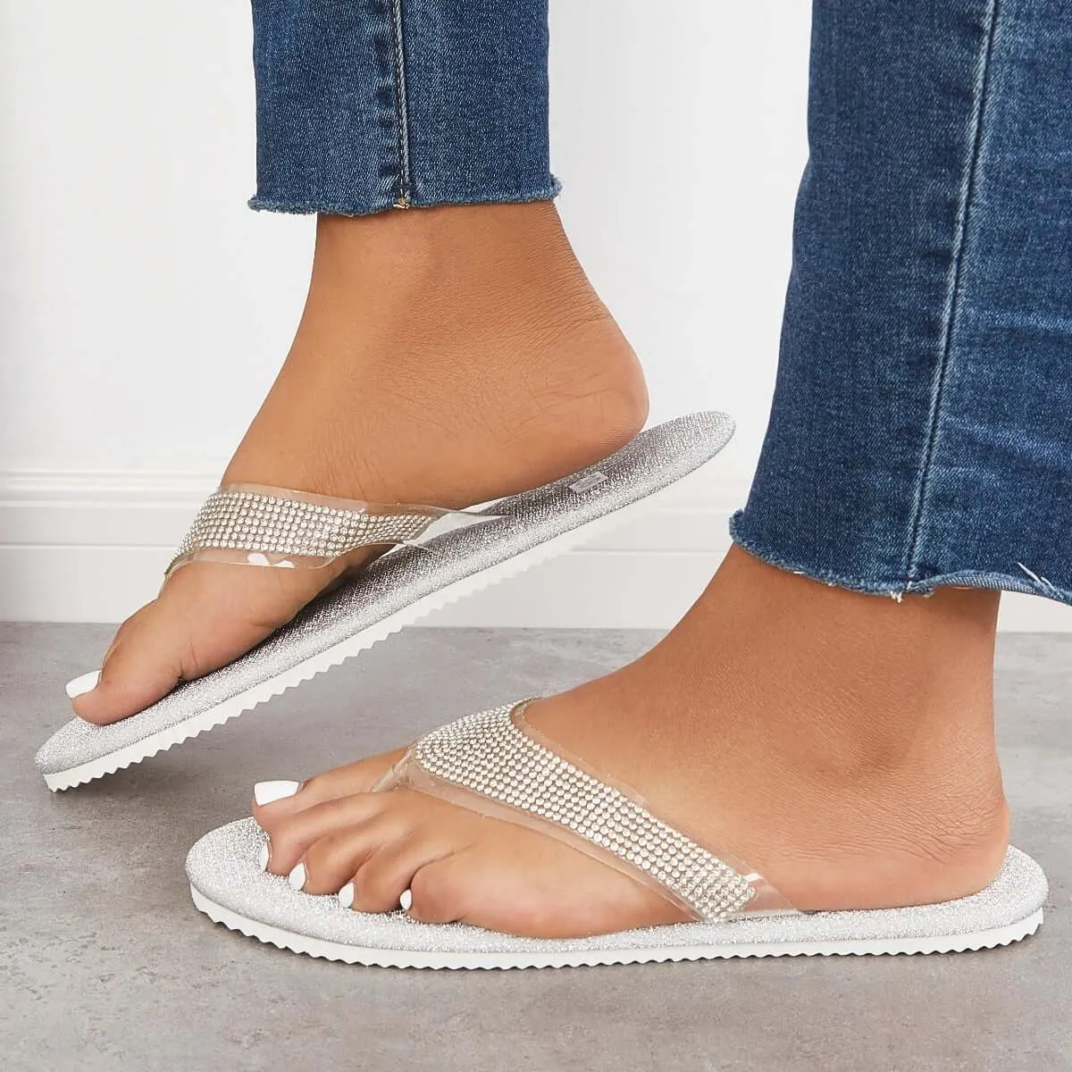 Friendly support Flip Slippers Flops Efficient shipping Flat Sparkle Glitter