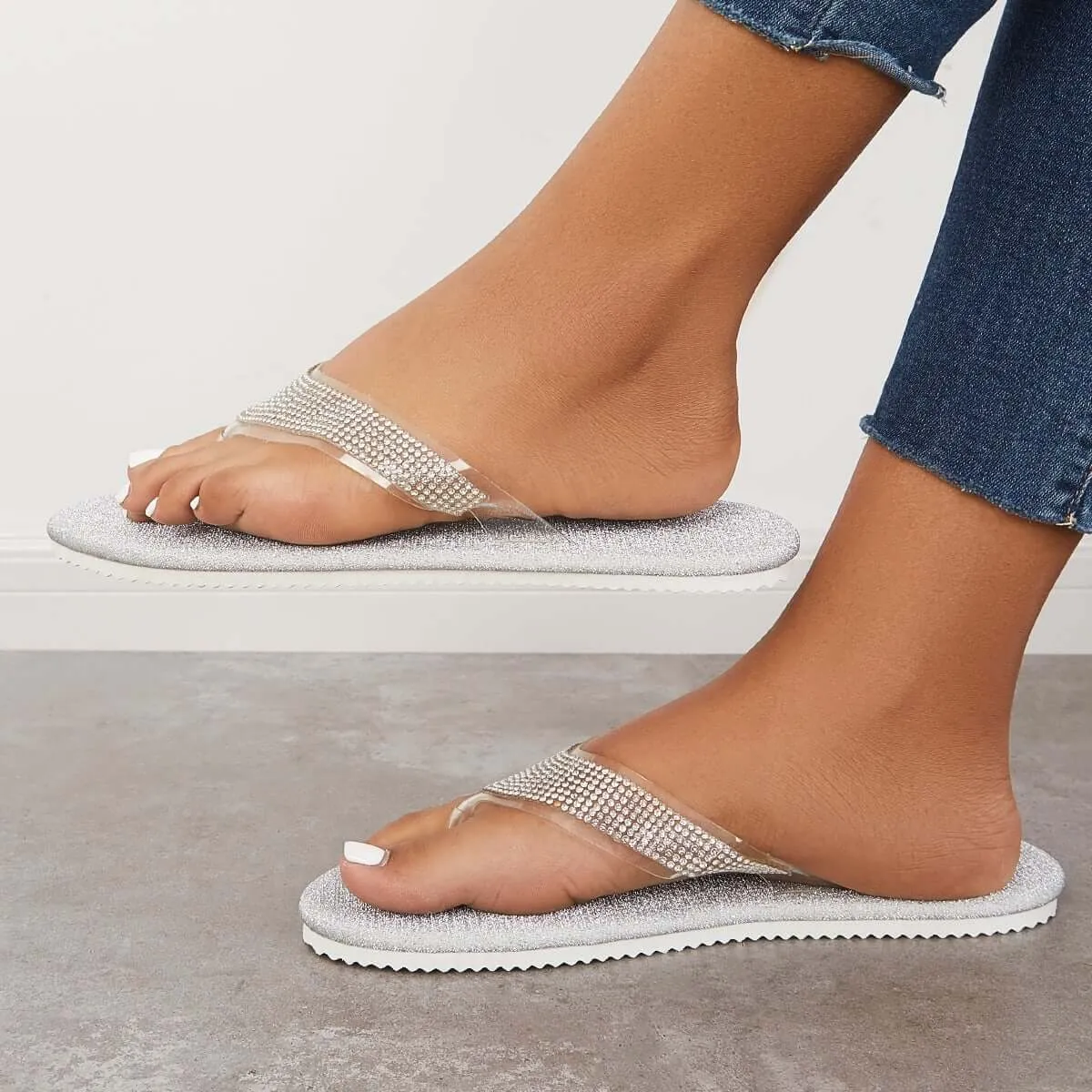 Friendly support Flip Slippers Flops Efficient shipping Flat Sparkle Glitter