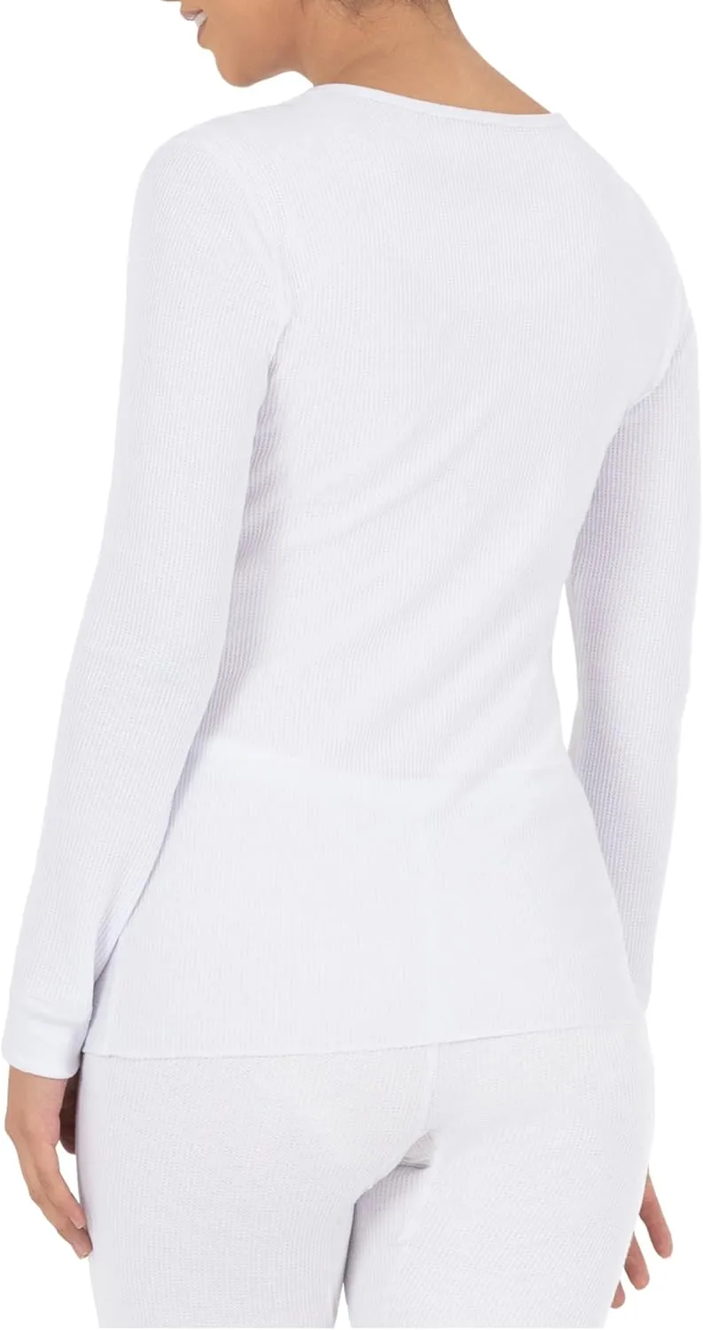 Fruit of the Loom Women's Micro Waffle Thermal V-Neck