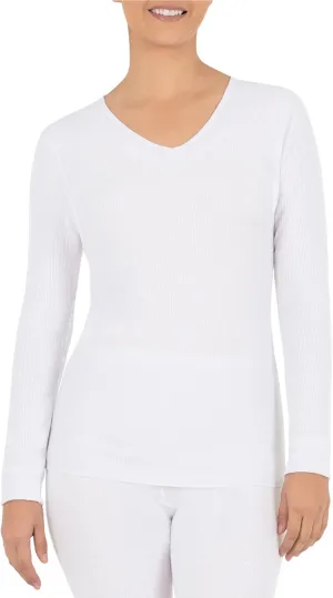 Fruit of the Loom Women's Micro Waffle Thermal V-Neck