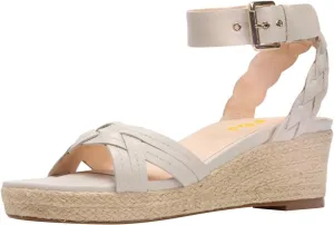 FSJ Women Low Wedges Platform Sandals Braided Open Toe Summer Espadrille Casual Woven Heel Ankle Strap Vacation Outfit Shoes Size 4-16 US