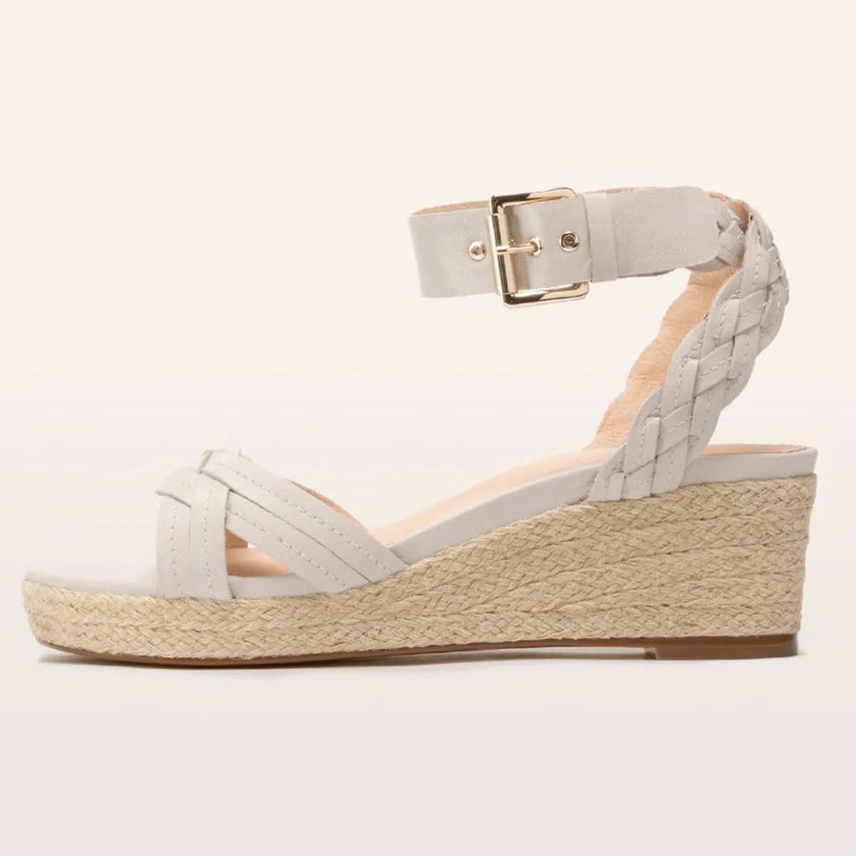 FSJ Women Low Wedges Platform Sandals Braided Open Toe Summer Espadrille Casual Woven Heel Ankle Strap Vacation Outfit Shoes Size 4-16 US