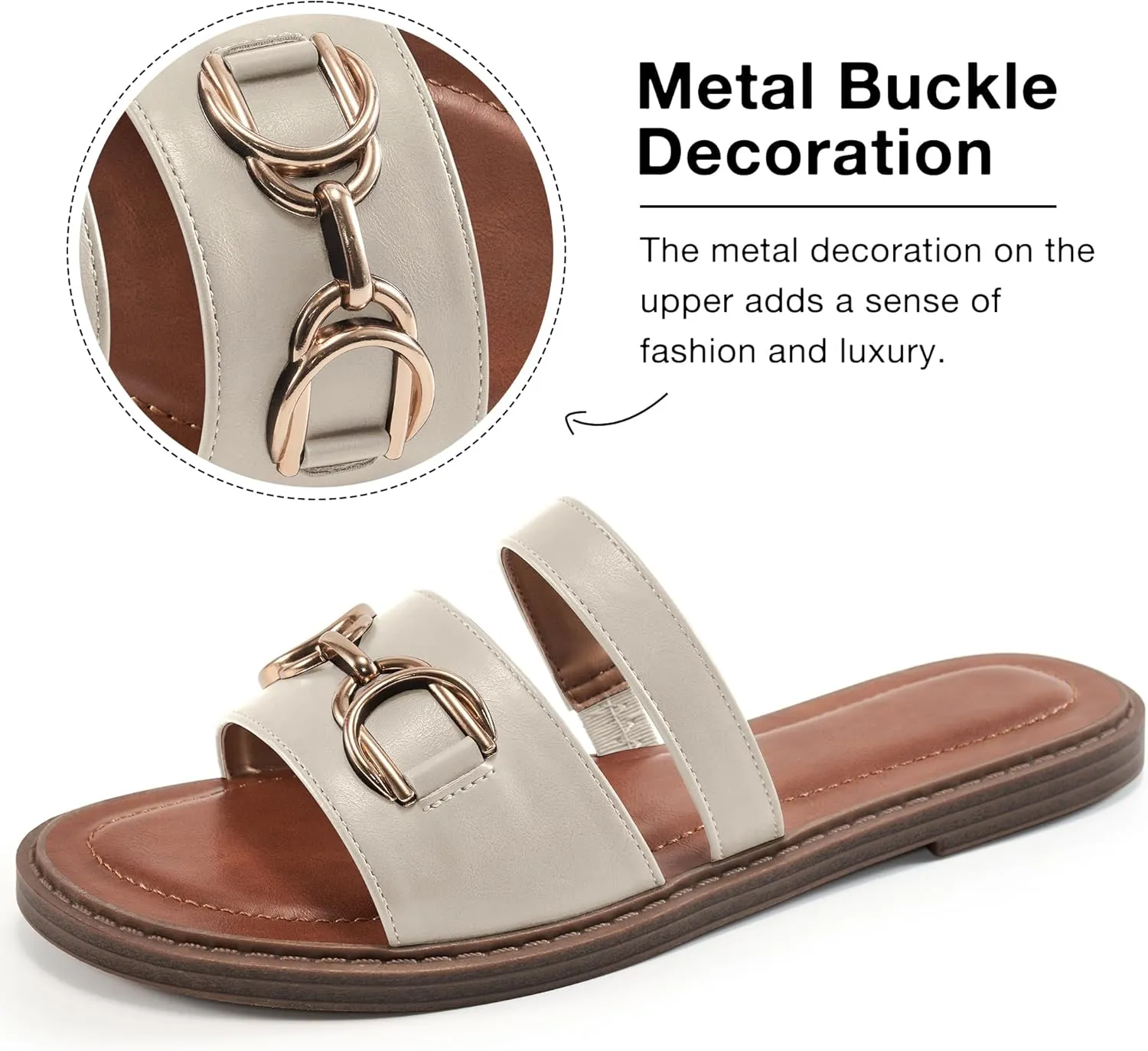 FUDYNMALC Womens Slides Sandals Dressy: Comfortable Summer Beach Flat Shoes Ladies Fashion Walking Footwear