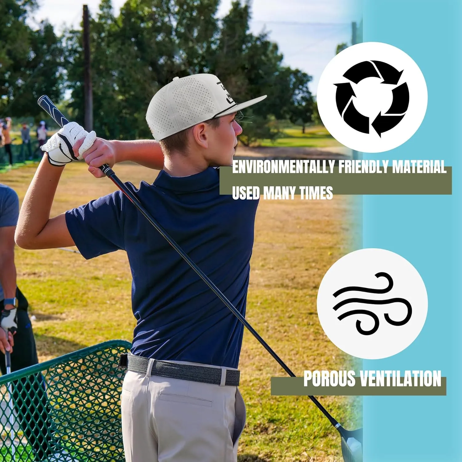 Funny Golf Hat for Men - Flat Bill Snapback Rope Hat, Black/White