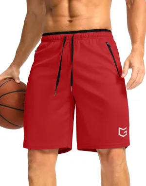 G Gradual Men's Gym Shorts wtih Zipper Pocket 9" Athletic Basketball Mesh Shorts for Men Workout Quick Dry Lightiweight