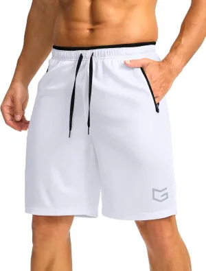 G Gradual Men's Gym Shorts wtih Zipper Pocket 9" Athletic Basketball Mesh Shorts for Men Workout Quick Dry Lightiweight