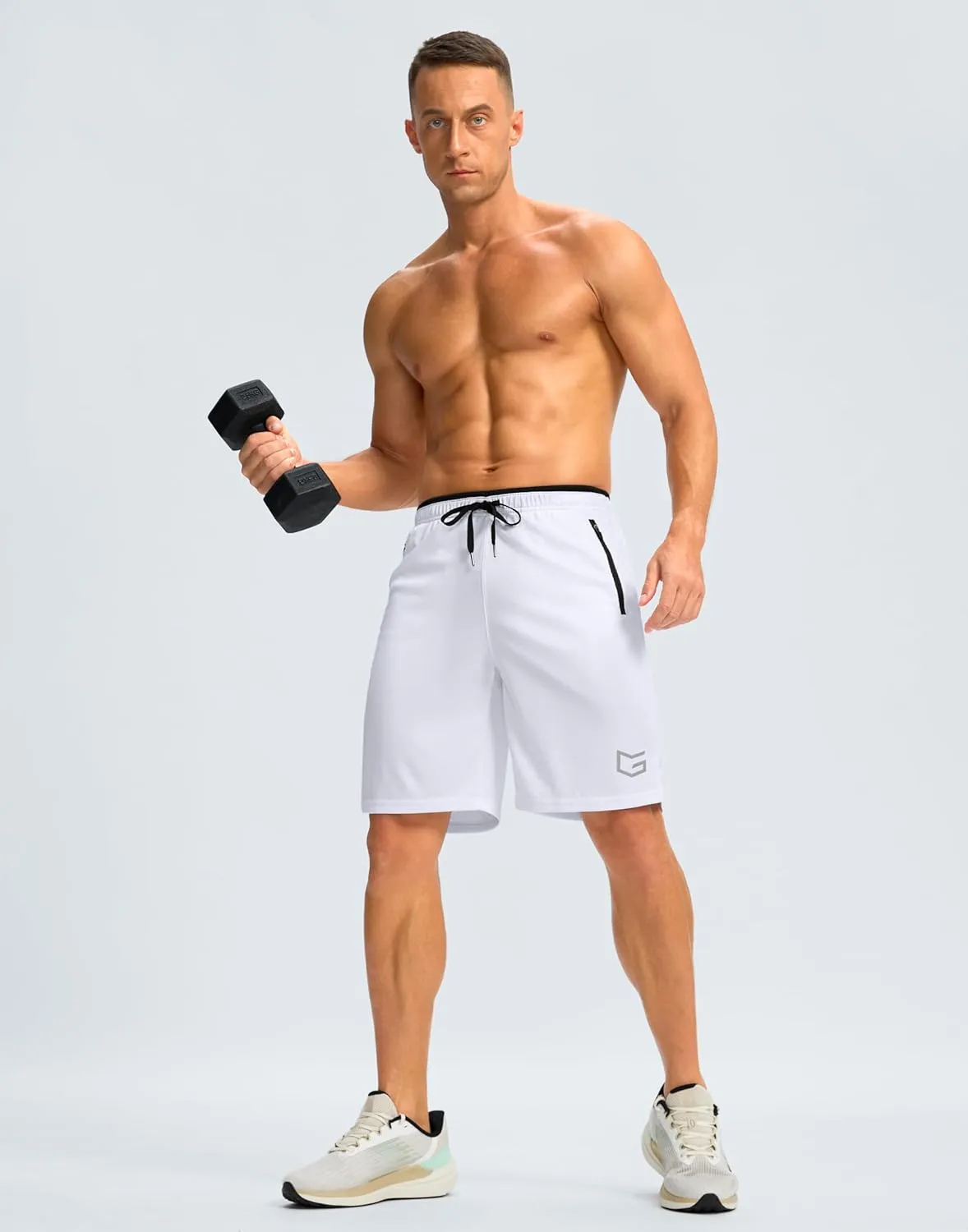 G Gradual Men's Gym Shorts wtih Zipper Pocket 9" Athletic Basketball Mesh Shorts for Men Workout Quick Dry Lightiweight