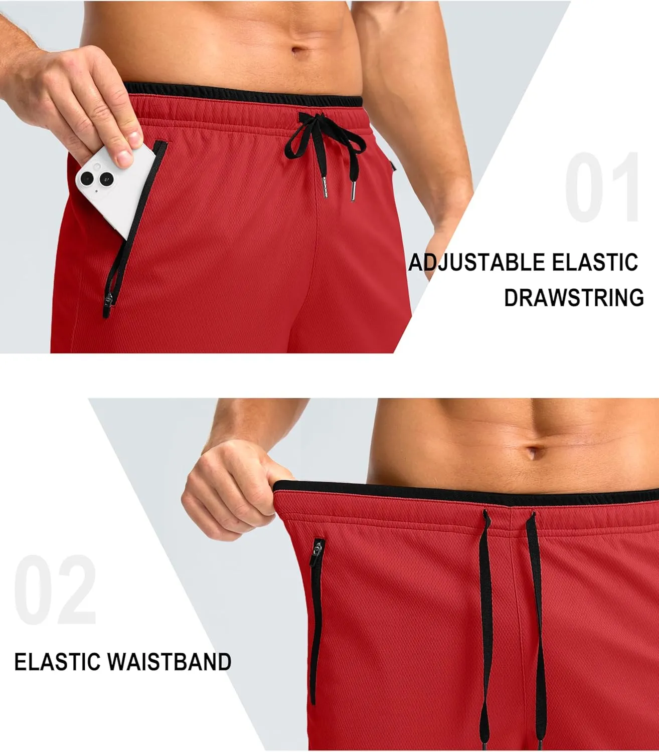 G Gradual Men's Gym Shorts wtih Zipper Pocket 9" Athletic Basketball Mesh Shorts for Men Workout Quick Dry Lightiweight