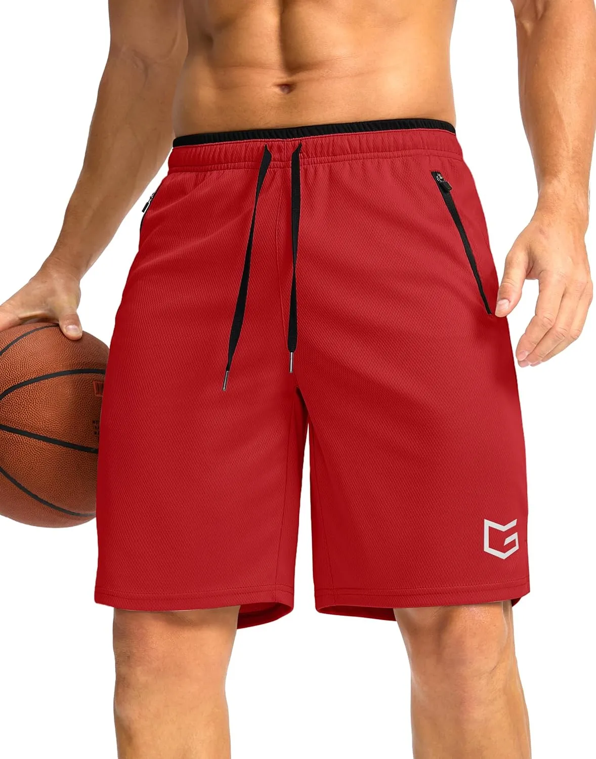 G Gradual Men's Gym Shorts wtih Zipper Pocket 9" Athletic Basketball Mesh Shorts for Men Workout Quick Dry Lightiweight