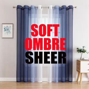 G2000 Sheer Curtains & Drapes 84 Inches Long Navy Blue and White Ombre Curtains for Bedroom Living Room Window Light Filtering Grommet Curtains for Patio Sliding Glass Door 2 Panels