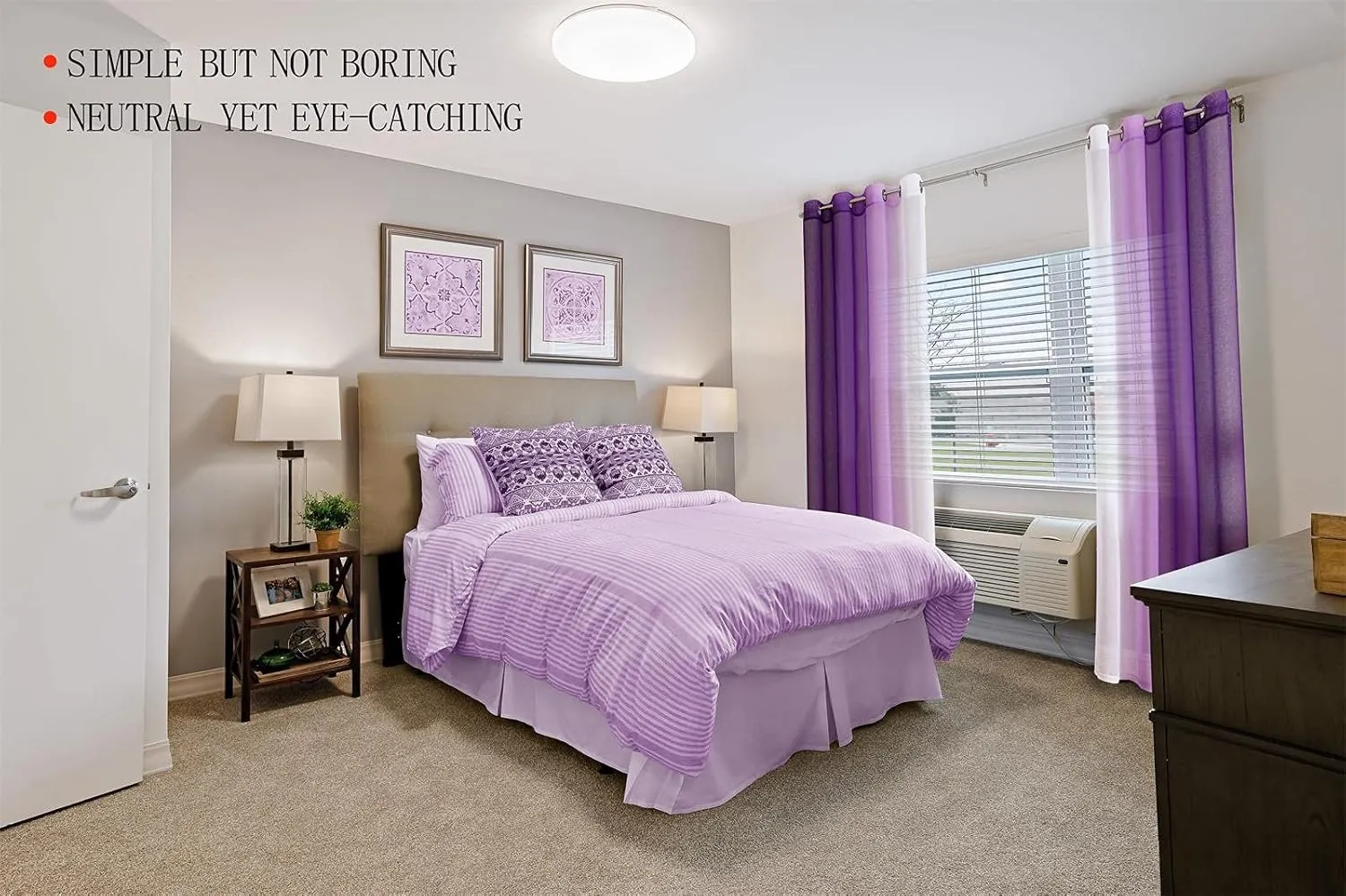 G2000 Sheer Purple and White Ombre Curtains - 63 Inch Length, Light Filtering, Grommet Curtains for Bedroom & Living Room - 2 Panel Set